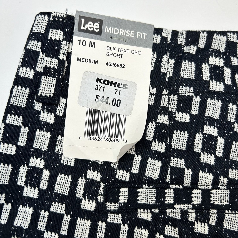 NWT LEE‎ Women's 10 Med Black & White TEXTURED Geometric Midrise Fit Shorts - Picture 5 of 8